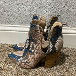 Multi Color Snake Skin Booties
